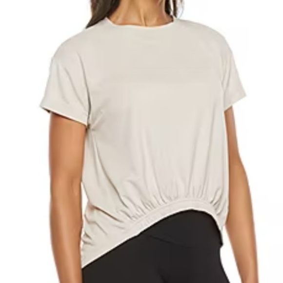 STYLUS Tops - Stylus Women's Crew Neck Short Sleeve T shirt Front Tuck Size XL Silver Gray